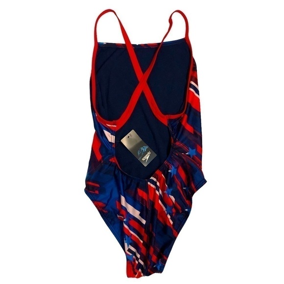 𝅺nwt - SPEEDO One Piece PRO LT Swimsuit in Red, White & Blue - Size 12 - Picture 2 of 9